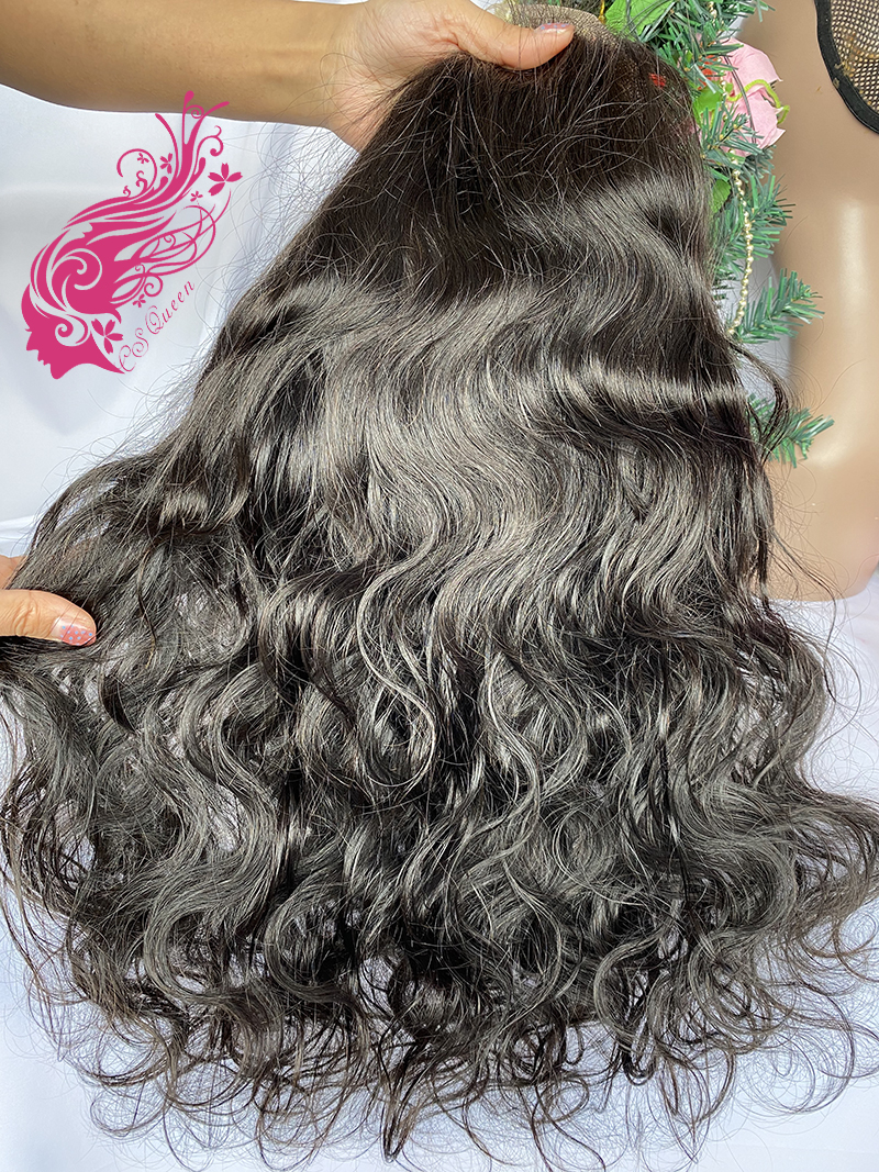 Csqueen 9A Hair Ocean wave 4*4 HD lace Closure wig 100% Human Hair HD Wig 130%density